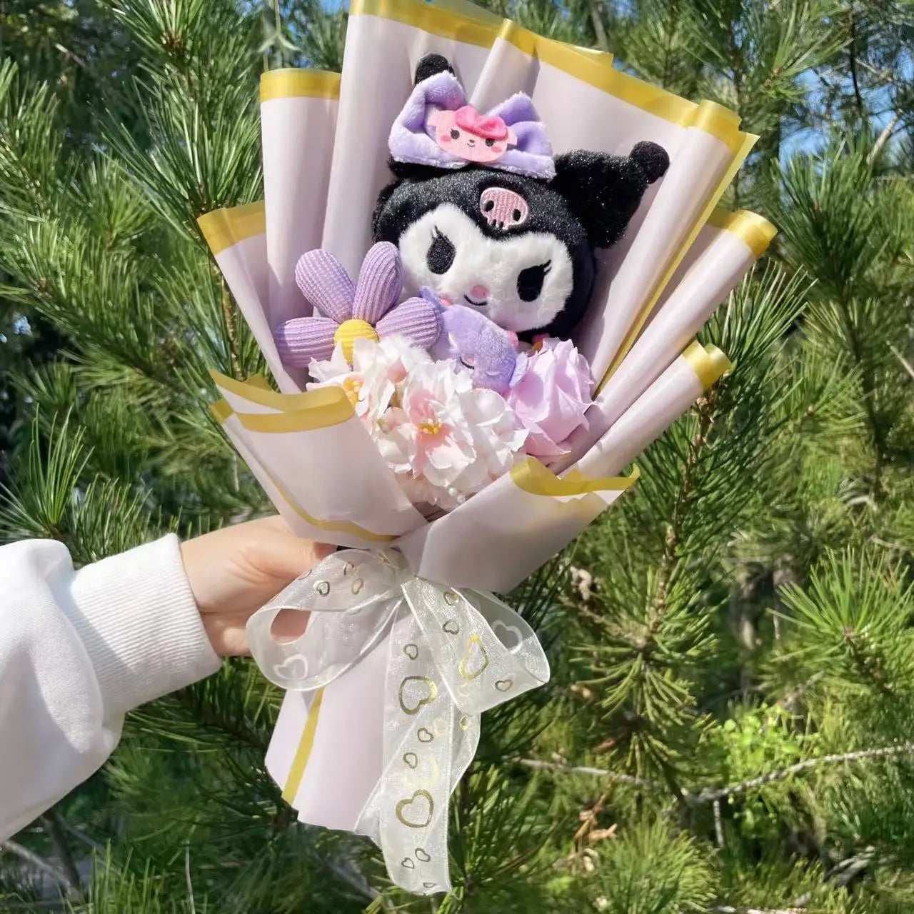 HappyHearts My Melody Kuromi Cinnamoroll Hello Kitty Crochet Flower Bouquet