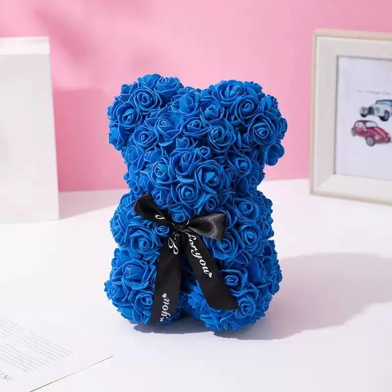 HappyHearts Teddy Rose Flower Bear with Box Gift For Girlfriend Women Anniversary Wedding