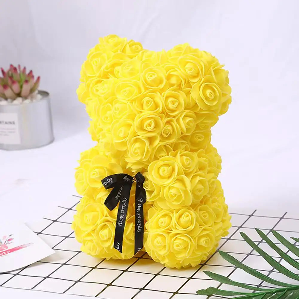 HappyHearts Teddy Rose Flower Bear with Box Gift For Girlfriend Women Anniversary Wedding