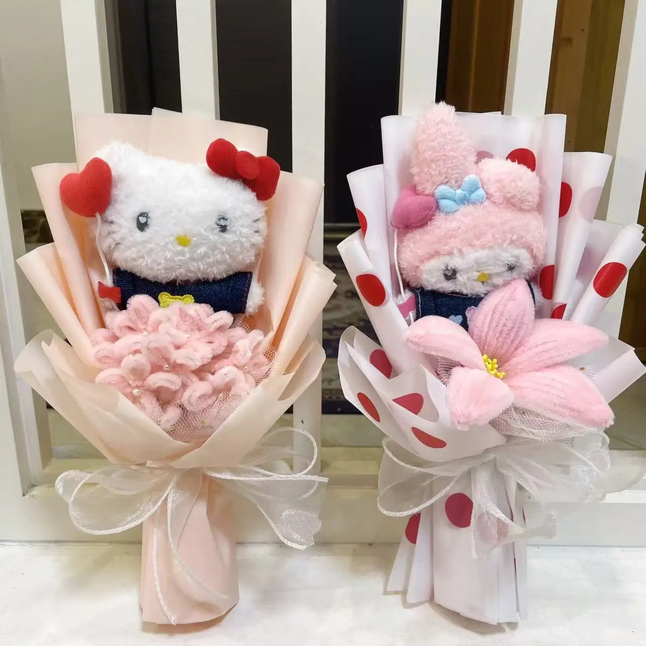 HappyHearts My Melody Kuromi Cinnamoroll Hello Kitty Crochet Flower Bouquet