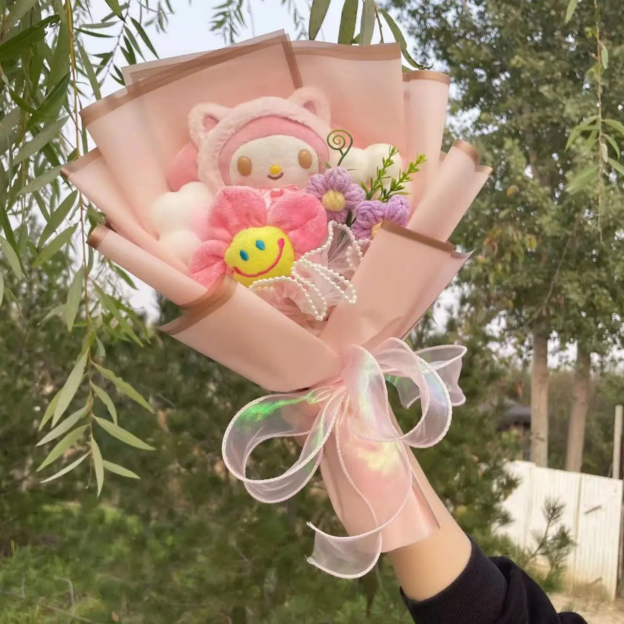 HappyHearts My Melody Kuromi Cinnamoroll Hello Kitty Crochet Flower Bouquet