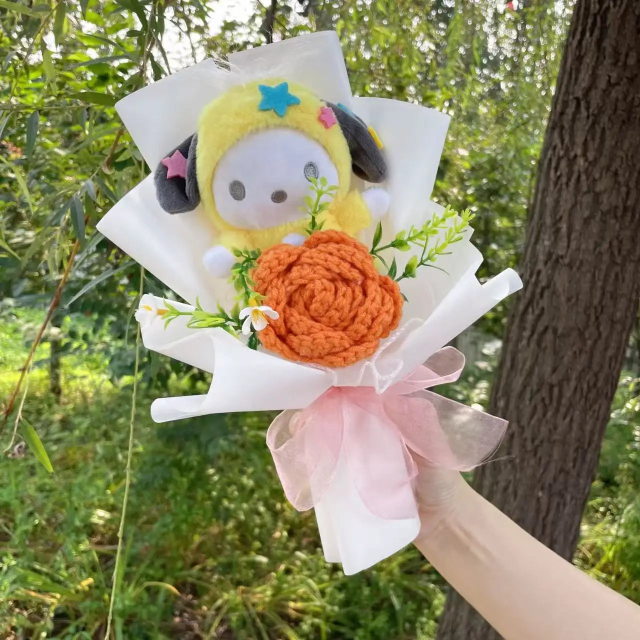 HappyHearts My Melody Kuromi Cinnamoroll Hello Kitty Crochet Flower Bouquet