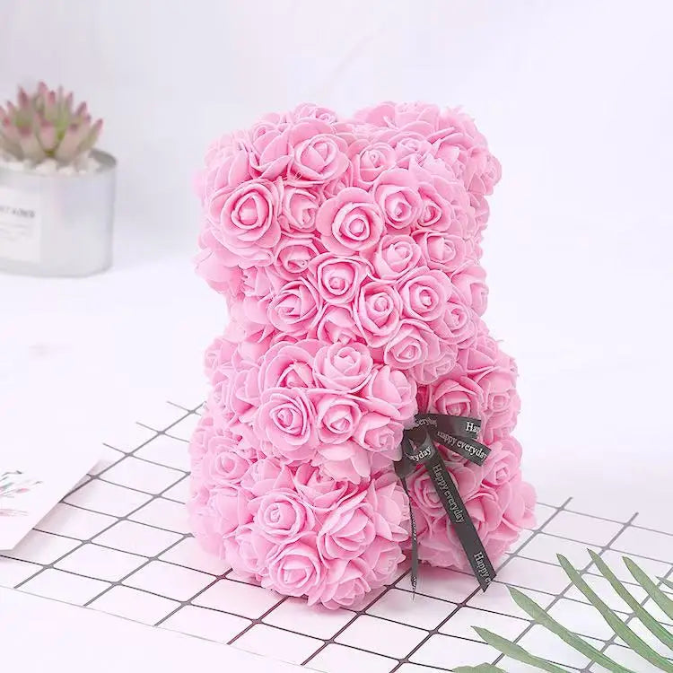 HappyHearts Teddy Rose Flower Bear with Box Gift For Girlfriend Women Anniversary Wedding