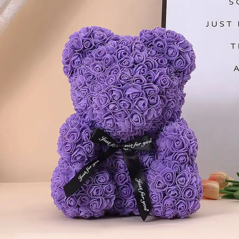 HappyHearts Teddy Rose Flower Bear with Box Gift For Girlfriend Women Anniversary Wedding
