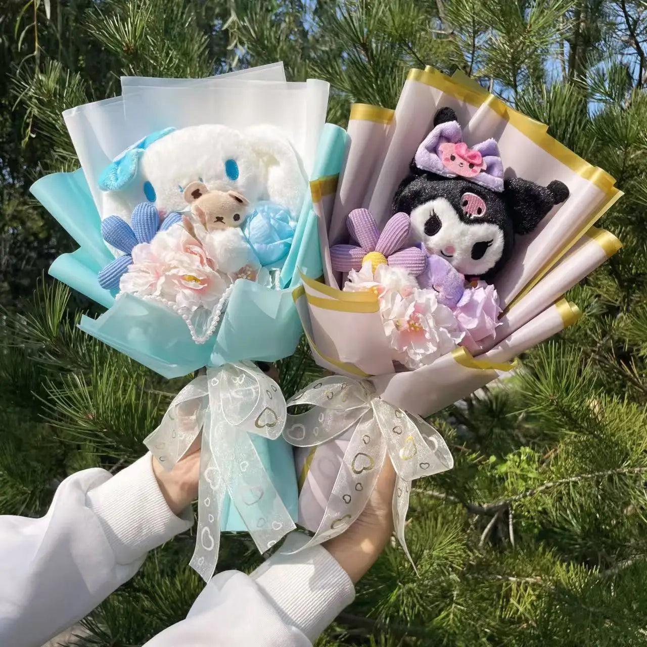 HappyHearts My Melody Kuromi Cinnamoroll Hello Kitty Crochet Flower Bouquet