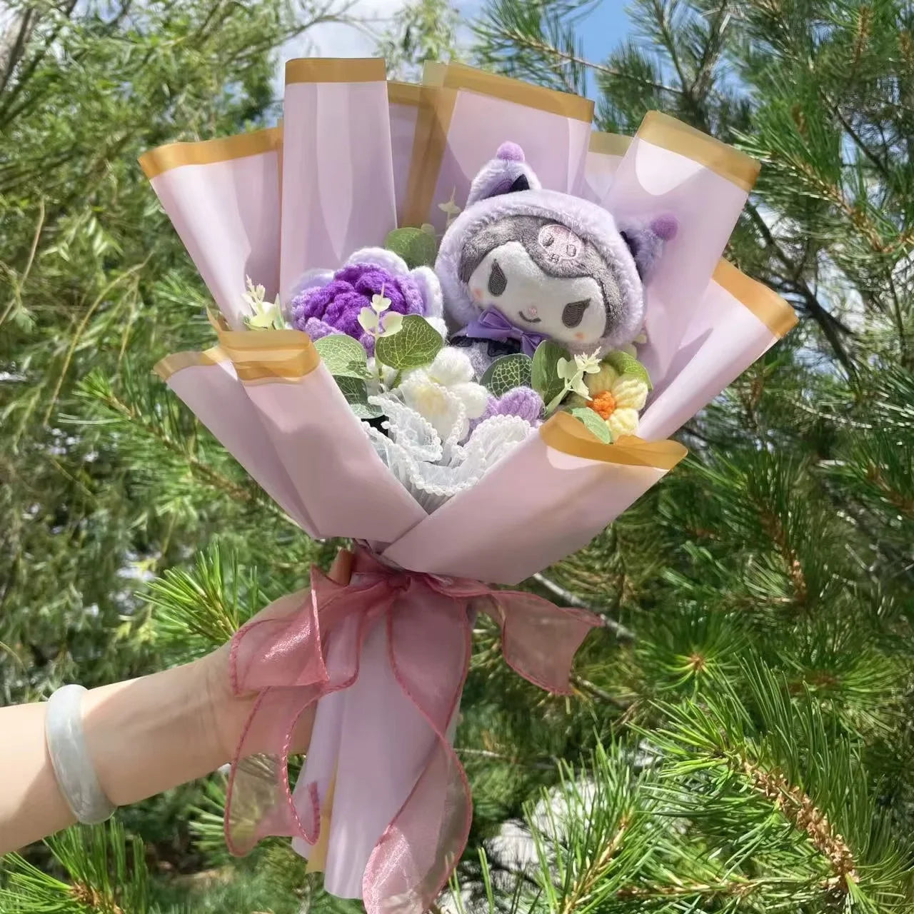 HappyHearts My Melody Kuromi Cinnamoroll Hello Kitty Crochet Flower Bouquet