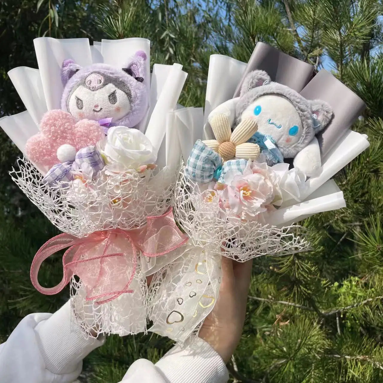 HappyHearts My Melody Kuromi Cinnamoroll Hello Kitty Crochet Flower Bouquet