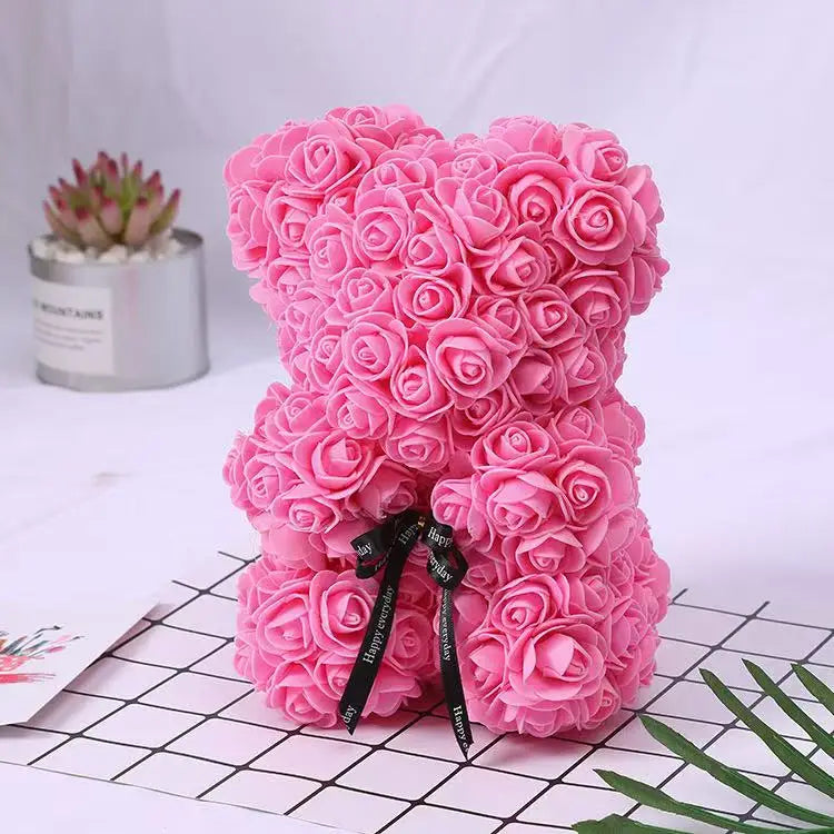 HappyHearts Teddy Rose Flower Bear with Box Gift For Girlfriend Women Anniversary Wedding