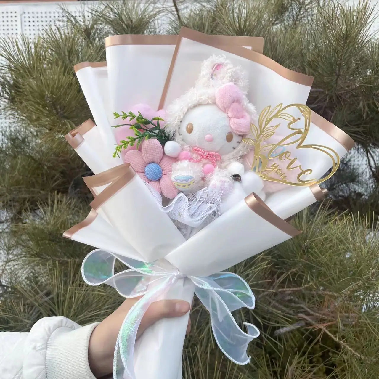 HappyHearts My Melody Kuromi Cinnamoroll Hello Kitty Crochet Flower Bouquet