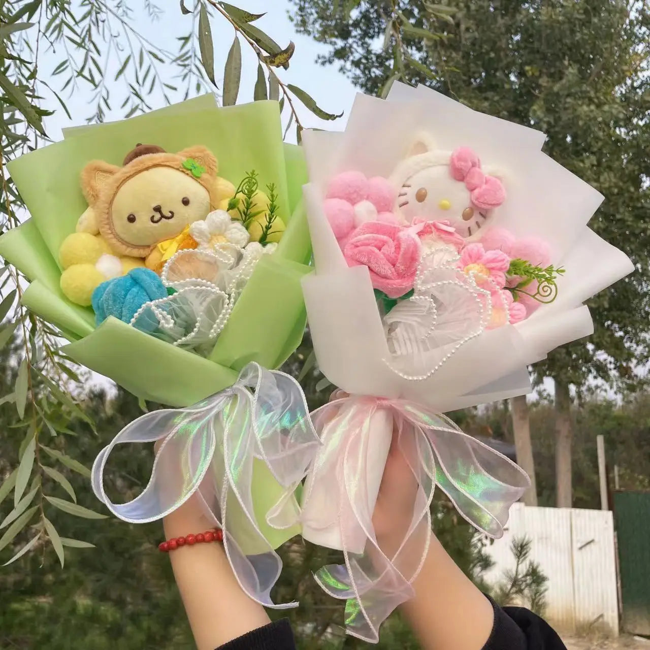 HappyHearts My Melody Kuromi Cinnamoroll Hello Kitty Crochet Flower Bouquet