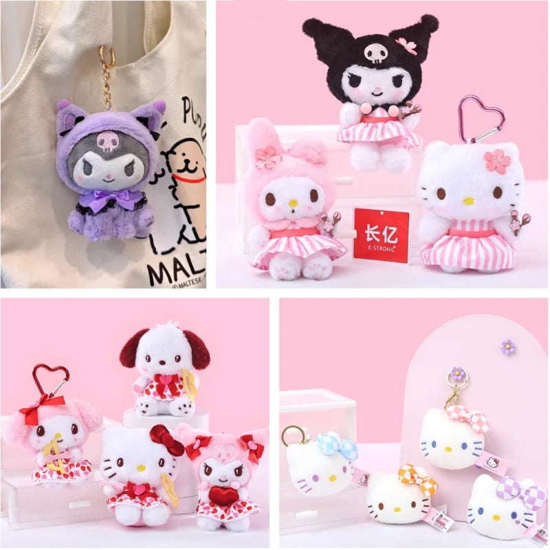 HappyHearts Kawaii Hello Kitty Kuromi Cute Plush Keychain Bag Pendant