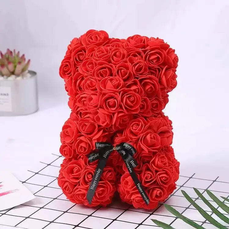 HappyHearts Teddy Rose Flower Bear with Box Gift For Girlfriend Women Anniversary Wedding