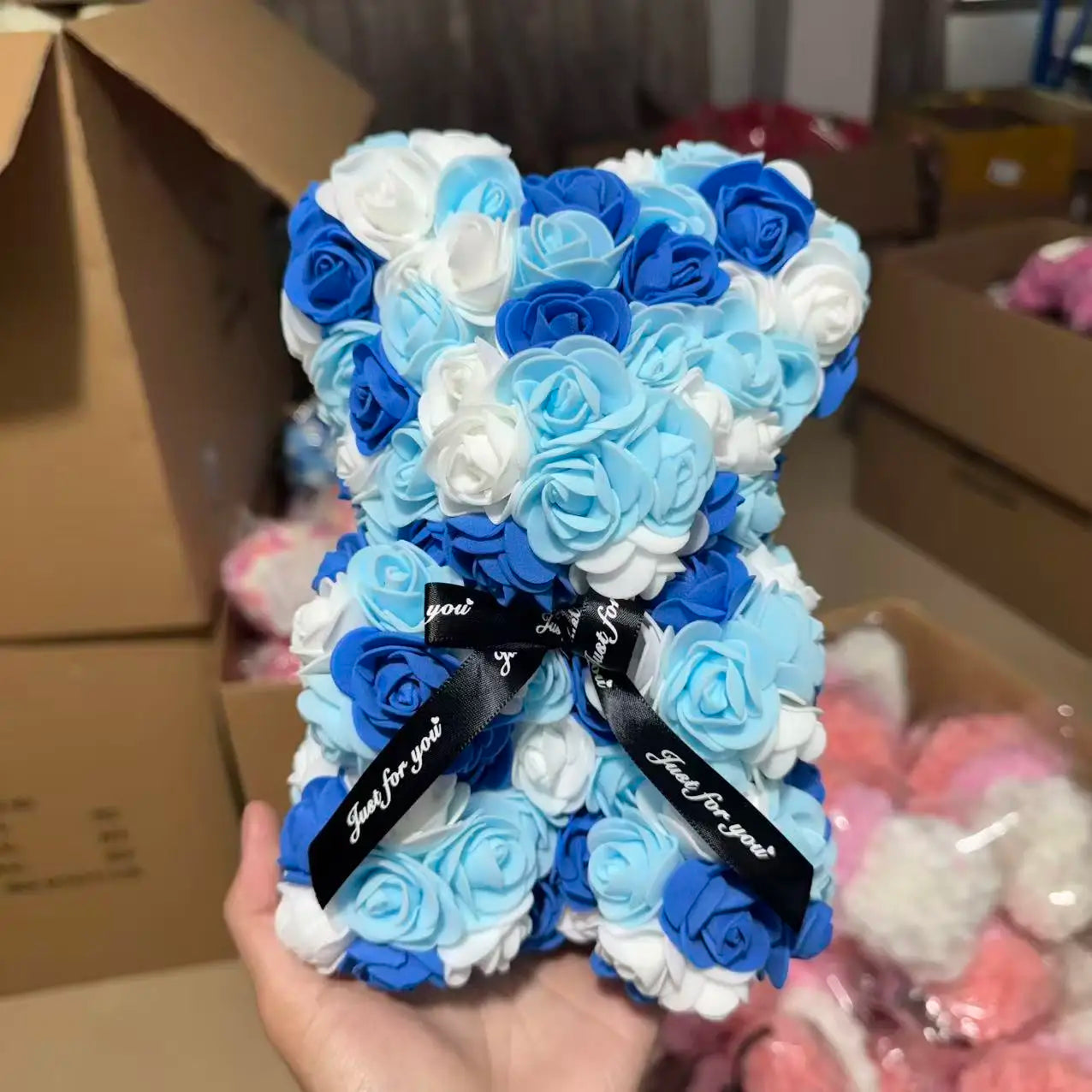 HappyHearts Teddy Rose Flower Bear with Box Gift For Girlfriend Women Anniversary Wedding