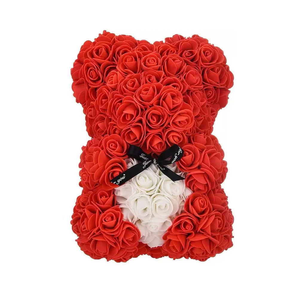 HappyHearts Teddy Rose Flower Bear with Box Gift For Girlfriend Women Anniversary Wedding