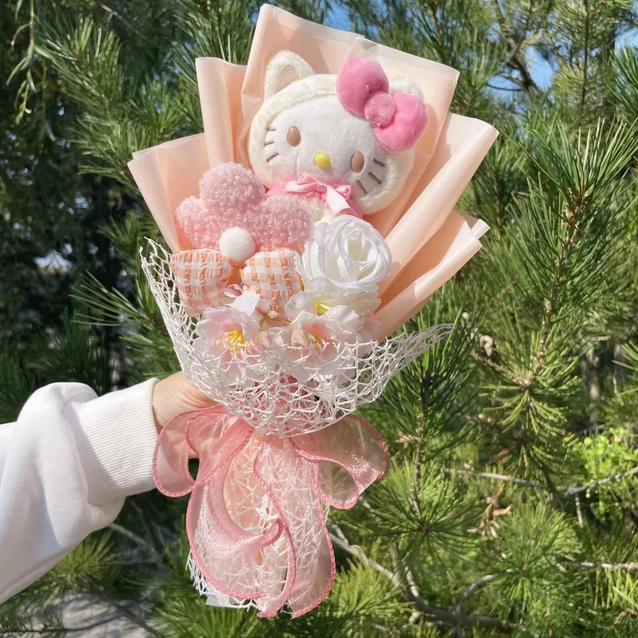 HappyHearts My Melody Kuromi Cinnamoroll Hello Kitty Crochet Flower Bouquet