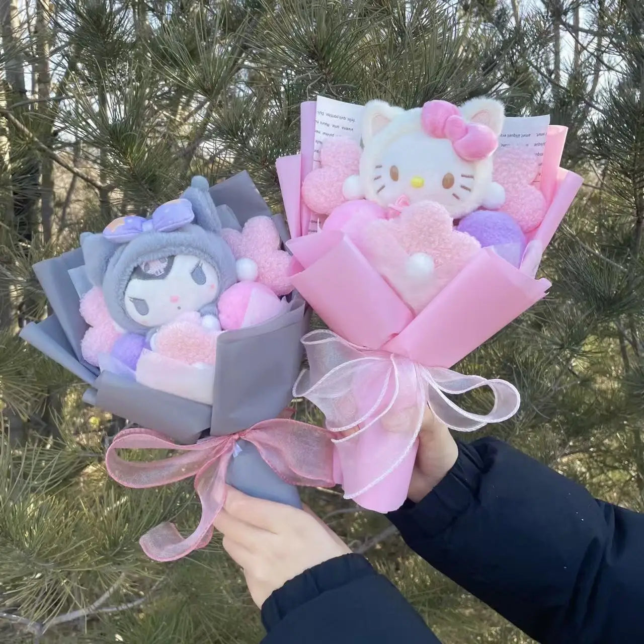 HappyHearts My Melody Kuromi Cinnamoroll Hello Kitty Crochet Flower Bouquet