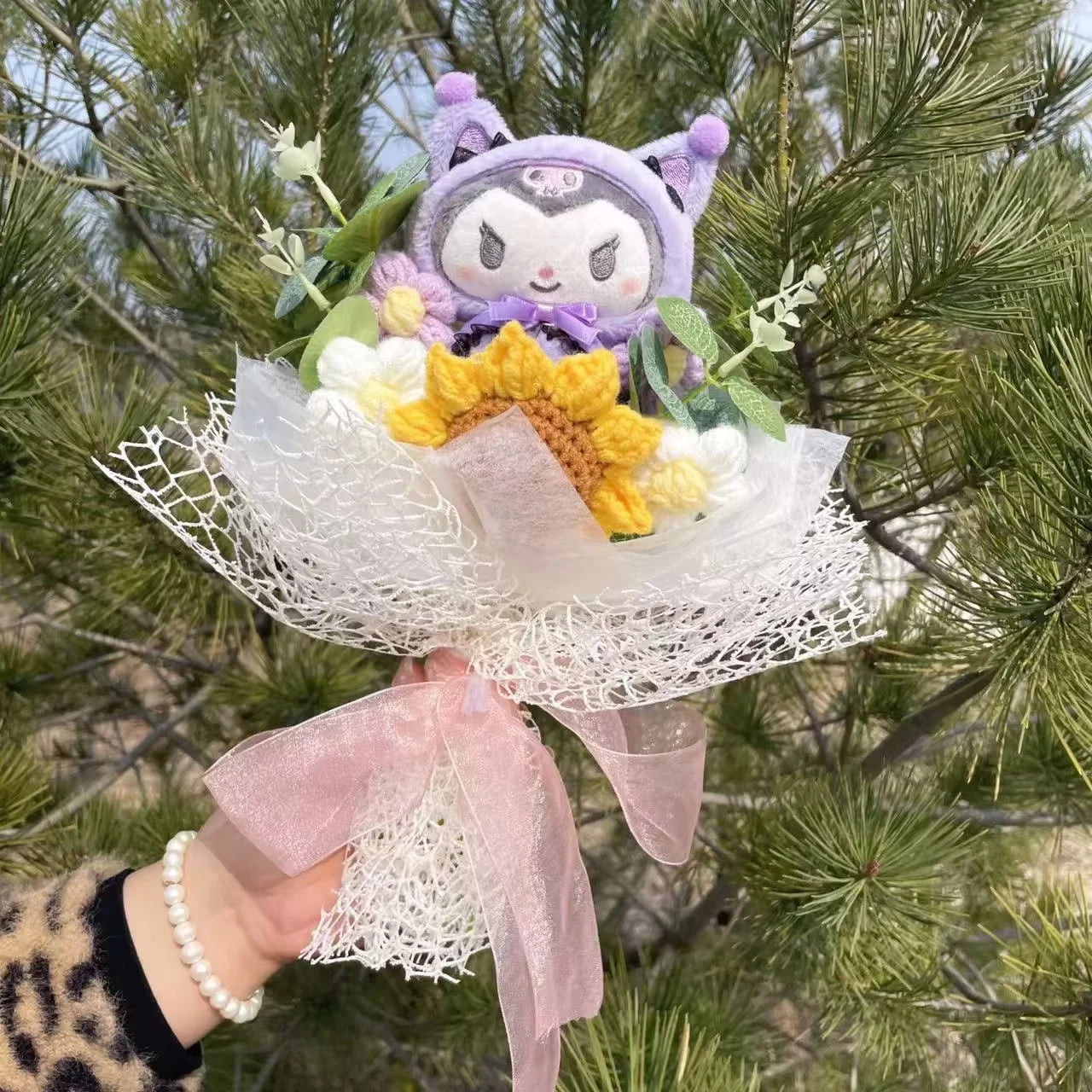 HappyHearts My Melody Kuromi Cinnamoroll Hello Kitty Crochet Flower Bouquet