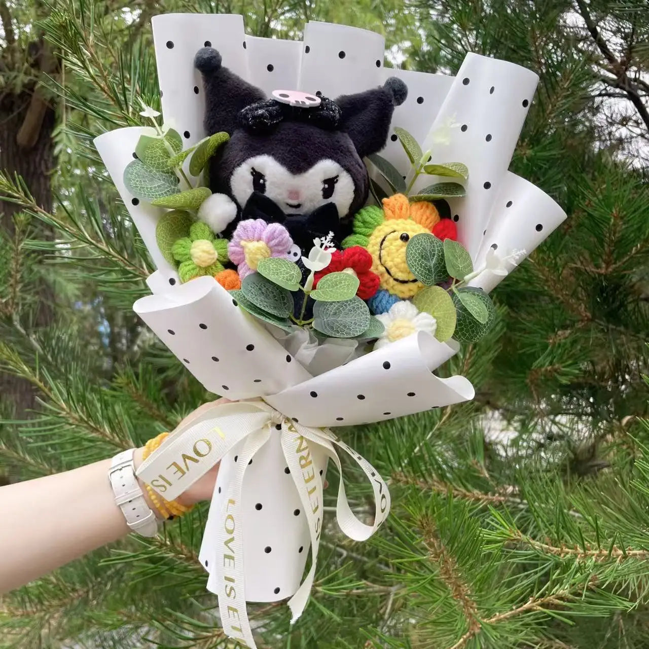 HappyHearts My Melody Kuromi Cinnamoroll Hello Kitty Crochet Flower Bouquet
